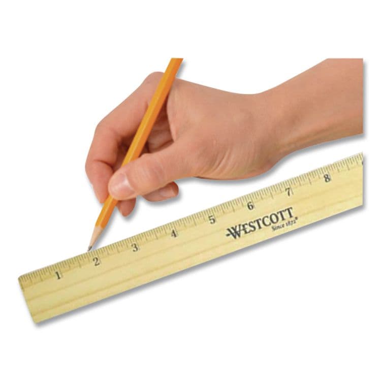 ACME UNITED CORPORATION Flat Wood Ruler with Two Double Brass Edges, Standard/Metric, 12", Clear Lacquer Finish (ACM05221) thumbnail 4