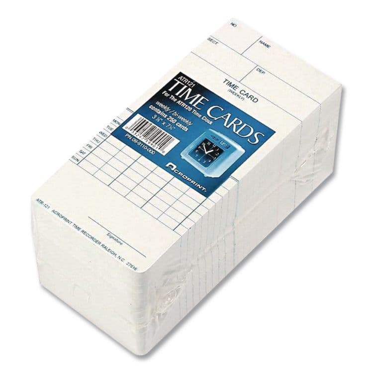 ACRO PRINT TIME RECORDER Time Clock Cards for Acroprint ATR120, Two Sides, 3.5 x 7, 250/Pack (ACP099110000)