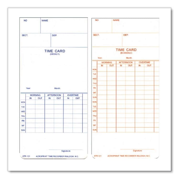 ACRO PRINT TIME RECORDER Time Clock Cards for Acroprint ATR120, Two Sides, 3.5 x 7, 250/Pack (ACP099110000) thumbnail 4