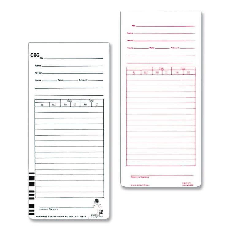 ACRO PRINT TIME RECORDER Time Clock Cards for Acroprint ES1000, Two Sides, 3.5 x 7, 100/Pack (ACP099111000) thumbnail 4