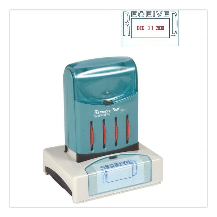 SHACHIHATA . U.S.A. VersaDater Message Dater, 2.13 x 1.31, RECEIVED, Blue/Red (XST66211) thumbnail 2