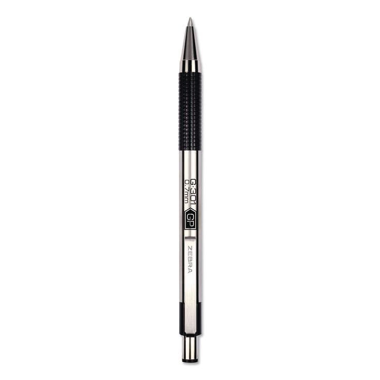 ZEBRA PEN CORP. G-301 Gel Pen, Retractable, Medium 0.7 mm, Black Ink, Stainless Steel/Black Barrel, 2/Pack (ZEB41312) thumbnail 4