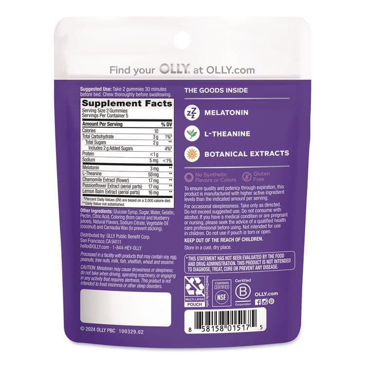 UNILEVER Sleep Gummy, Blackberry Zen, 10/Pack (LIL1517) thumbnail 2