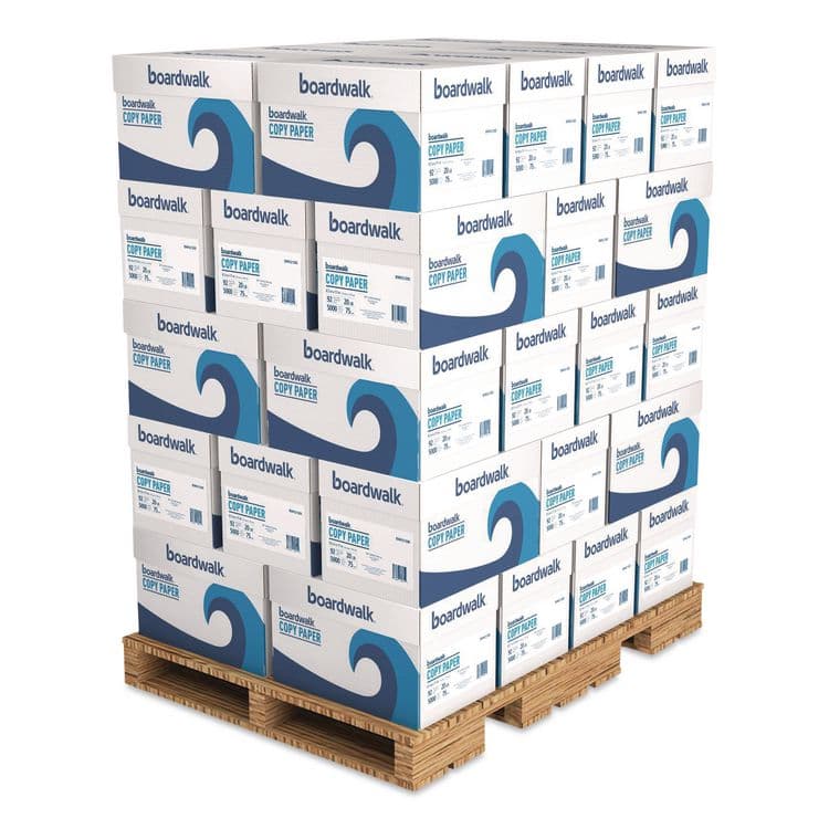 BOARDWALK Copy Paper, 92 Bright, 20 lb Bond Weight, 8.5 x 11, White, 500 Sheets/Ream, 10 Reams/Carton, 40 Cartons/Pallet (BWK21200PLT)