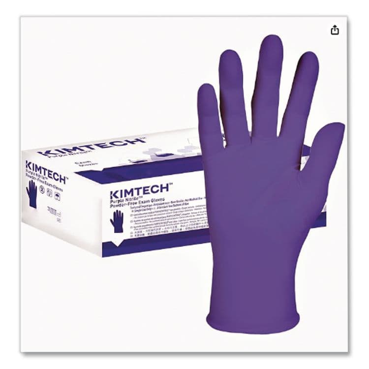 KIMBERLY CLARK PURPLE NITRILE Exam Gloves, Powder-Free, Large, 6 mil Thick, 9.5" Long, Purple, 100/Box (ANS55083)