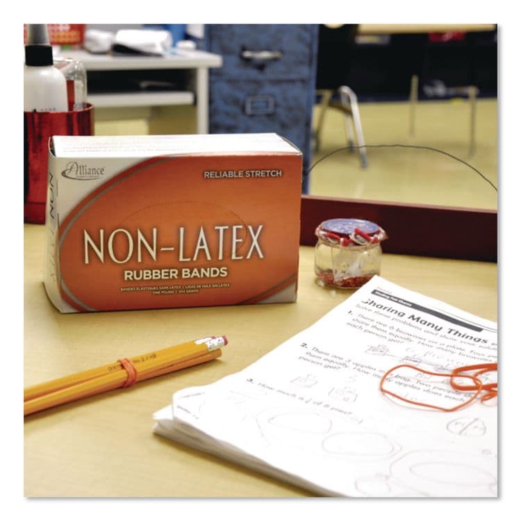 ALLIANCE RUBBER Non-Latex Rubber Bands, Size 54 (Assorted), 0.04" Gauge, Orange, 1 lb Box, Band-Count Varies (ALL37546) thumbnail 3