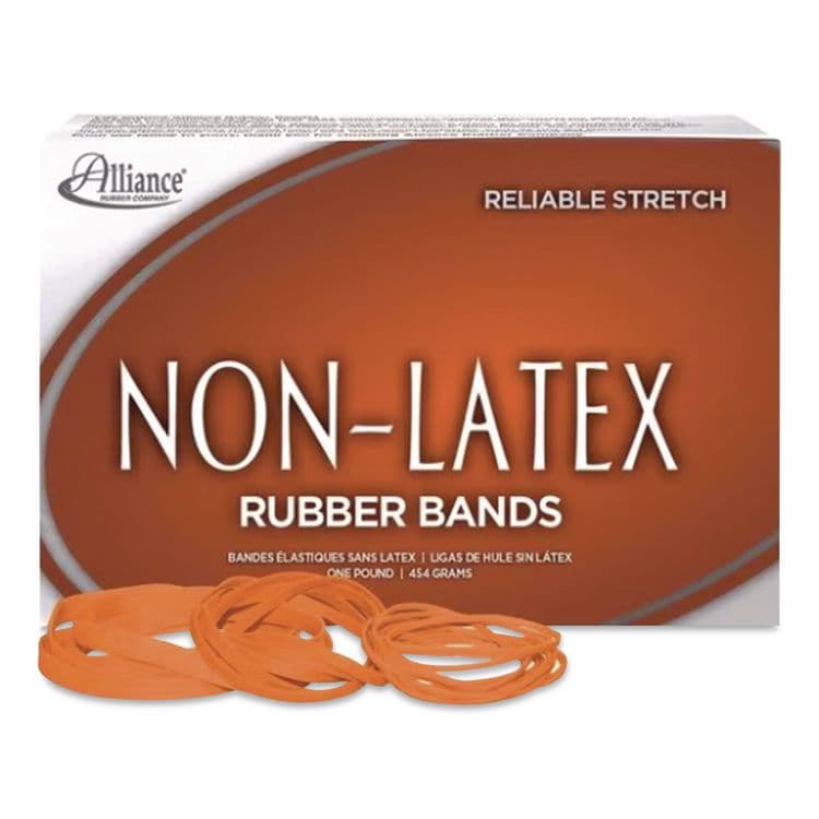ALLIANCE RUBBER Non-Latex Rubber Bands, Size 54 (Assorted), 0.04" Gauge, Orange, 1 lb Box, Band-Count Varies (ALL37546)