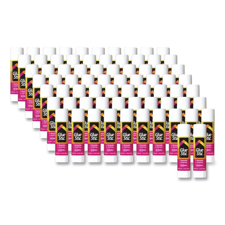 AVERY PRODUCTS CORPORATION Permanent Glue Stic, 1.27 oz, Applies White, Dries Clear, 6/Pack, 12 Packs/Carton (AVE98073CT)