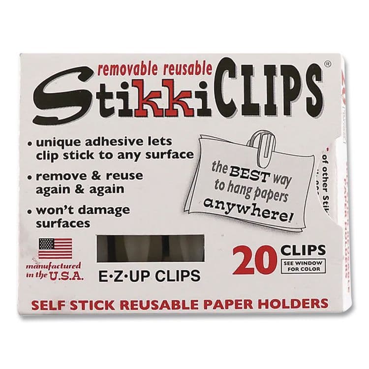 ADVANTUS CORPORATION StikkiCLIPS, Adhesive Back, 40 Sheet Capacity, White, 20/Pack (AVT01220)