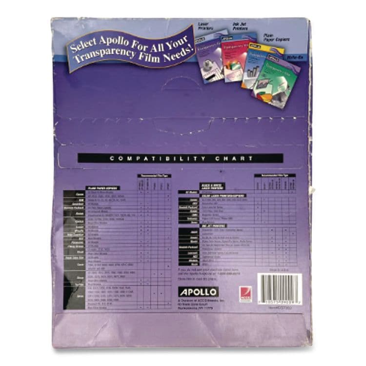 APOLLO AUDIO VISUAL Laser Transparency Film, 8.5 x 11, Black on Clear, 50/Box (APOCG7060) thumbnail 2