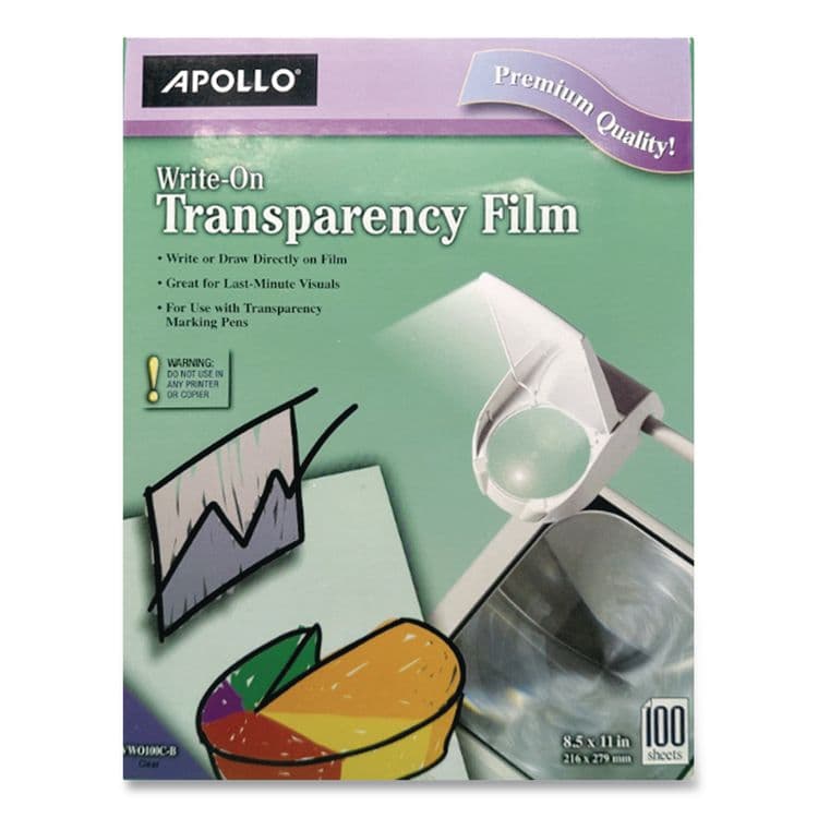 APOLLO AUDIO VISUAL Write-On Transparency Film, 8.5 x 11, 100/Box (APOWO100CB) thumbnail 2