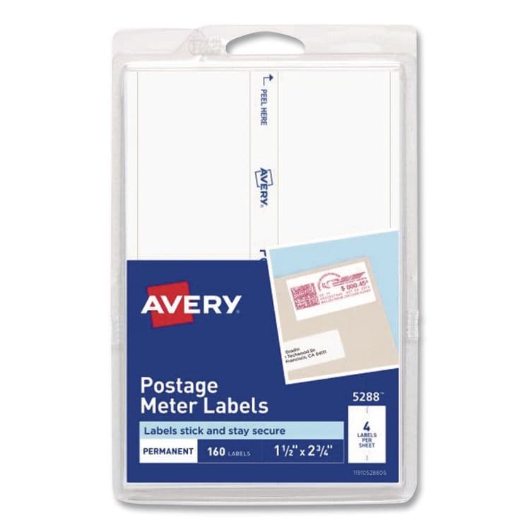 AVERY PRODUCTS CORPORATION Postage Meter Labels For Pitney-Bowes Postage Machines, 1.5 x 2.75, White, 4/Sheet, 40 Sheets/Pack, (5288) (AVE05288)