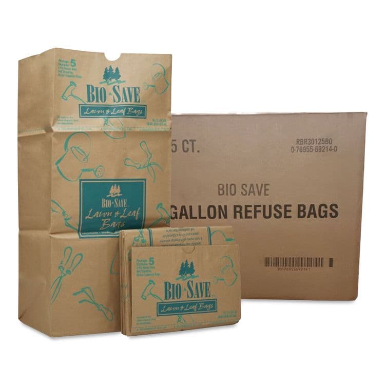 GEN Lawn/Leaf Bags, Self-Standing, Open-Face, 30 gal, 16" x 35", Kraft, 50/Box (BAGRBR30105BO) thumbnail 3