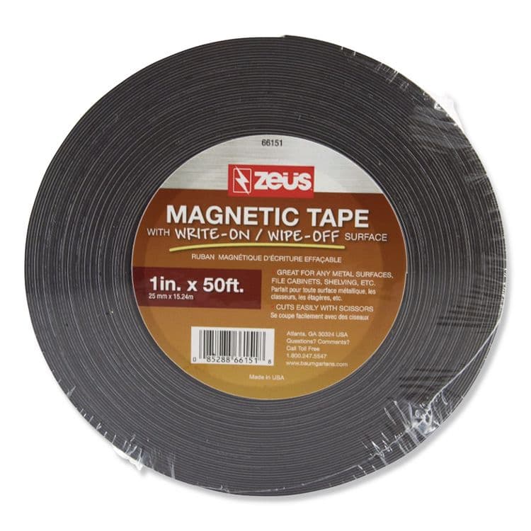 BAUMGARTENS Dry Erase Magnetic Label Tape, 1" x 50 ft, White (BAU66151) thumbnail 4