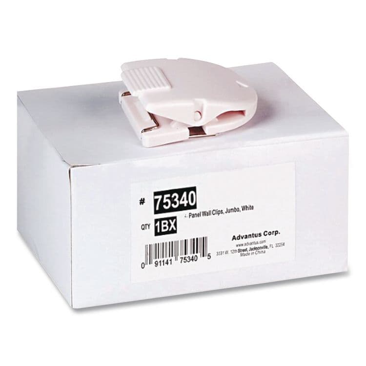 ADVANTUS CORPORATION Wall Clips for Fabric Panels, 60 Sheet Capacity, White, 10/Box (AVT75340)