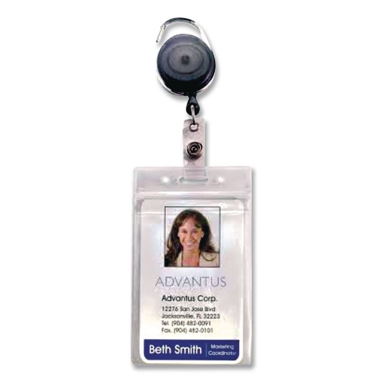 ADVANTUS CORPORATION Resealable ID Badge Holders, Horizontal Orientation, Transparent Frost 4.13" x 3.75" Holder, 4" x 2.81" Insert, 50/Pack (AVT75523) thumbnail 4