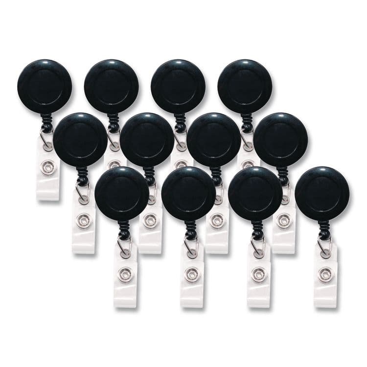 ADVANTUS CORPORATION Swivel-Back Retractable ID Card Reel, 30" Extension, Black, 12/Pack (AVT75548)
