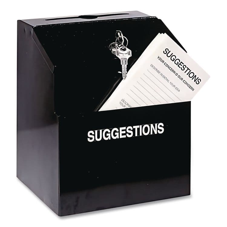 VERTIFLEX PRODUCTS Steel Suggestion Box with Locking Top, 7 x 6 x 8.5, Black (VRT50085)