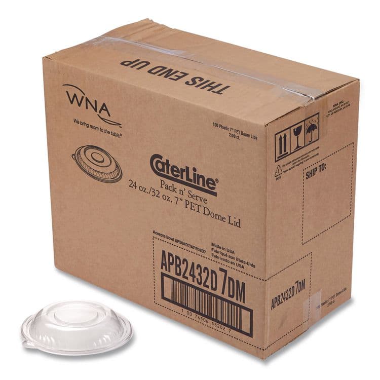 WNA, . CaterLine Pack 'n Serv Dome Lid, 7" dia x 1.5" h, Clear, Plastic, 50/Pack, 2 Packs/Carton (WNAAPB2432D7DM) thumbnail 2