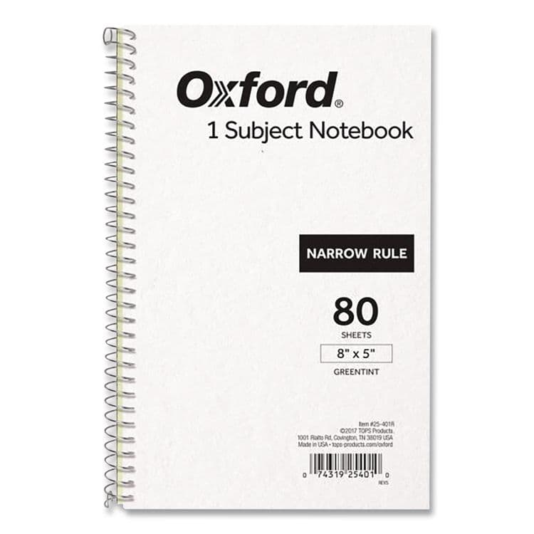 ESSELTE PENDAFLEX CORP. One-Subject Notebook, Narrow Rule, Gray Cover, (80) 8 x 5 Sheets (OXF25401R)