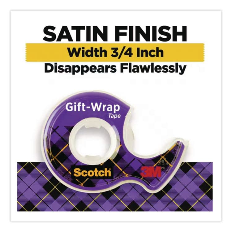 3M/COMMERCIAL TAPE DIV. Gift Wrap Tape with Dispenser, 1" Core, 0.75" x 300", Transparent, 3/Pack (MMM7000048114) thumbnail 3