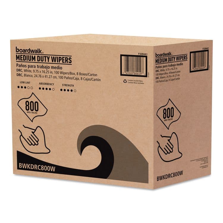 BOARDWALK DRC Wipers, 1-Ply, 9.75 x 16.25, White, 100/Box, 8 Boxes/Carton (BWKDRC800W) thumbnail 3