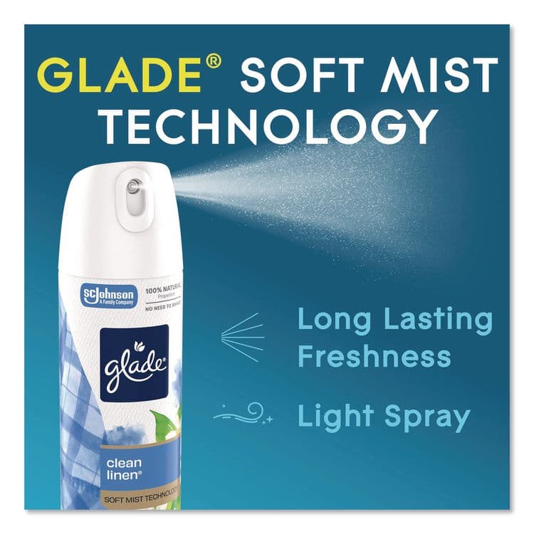 SC JOHNSON Air Freshener, Clean Linen, 13.8 oz Aerosol Spray, 3/Pack (SJN391465) thumbnail 4
