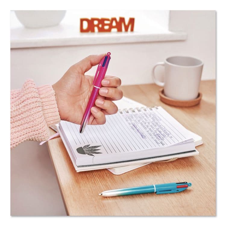 BIC CORP. 4-Color Smooth Multi-Color Ballpoint Pen, Retractable, Medium 1mm, Black/Blue/Purple/Red Ink, Assorted Barrel Colors, 12/Pack (BICMMSG11AST) thumbnail 3