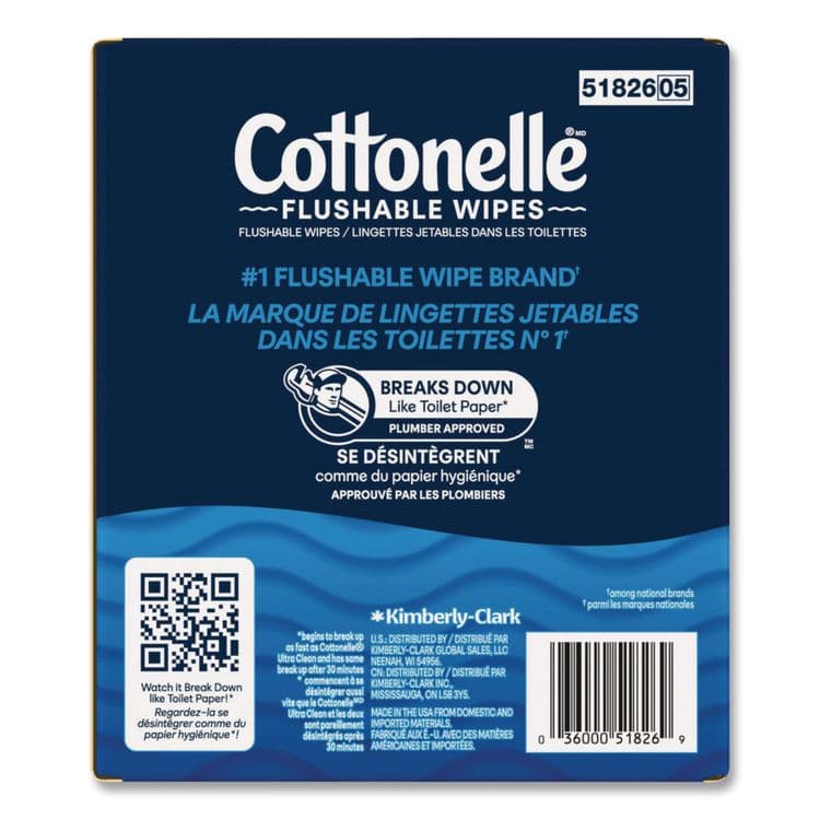KIMBERLY CLARK Flushable Wet Wipes, Flip-Top Pack, 5 x 7.25, White, 42 Sheets/Pack, 8 Packs/Carton (KCM51826) thumbnail 2