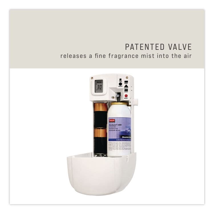 RUBBERMAID COMMERCIAL PROD. TC Microburst Odor Control System 3000 LCD, 3.25 x 4.33 x 6.6, White (RCP1793532) thumbnail 4