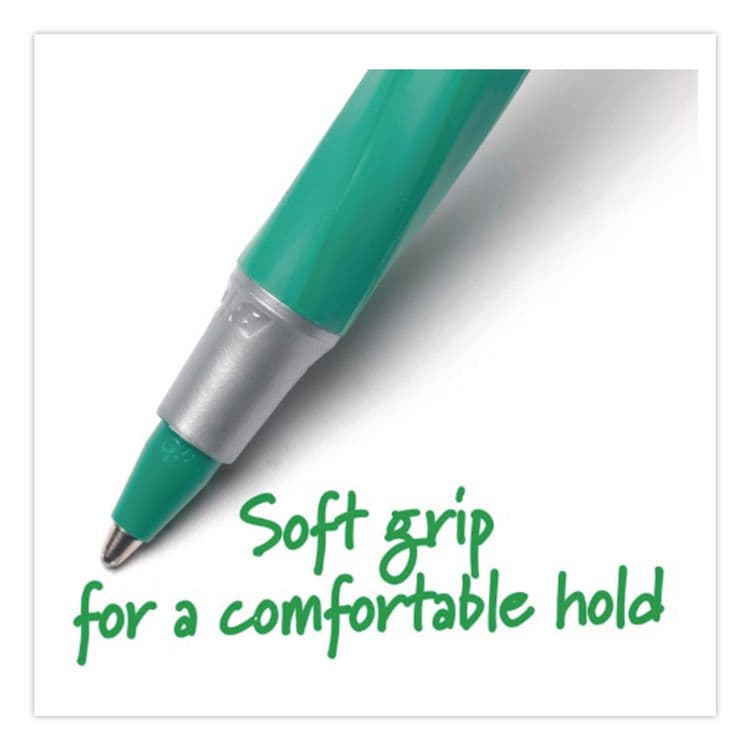 BIC CORP. Round Stic Grip Xtra Comfort Ballpoint Pen, Easy-Glide System, Stick, Medium 1.2 mm, Green Ink, Gray/Green Barrel, Dozen (BICGSMG11GN) thumbnail 4