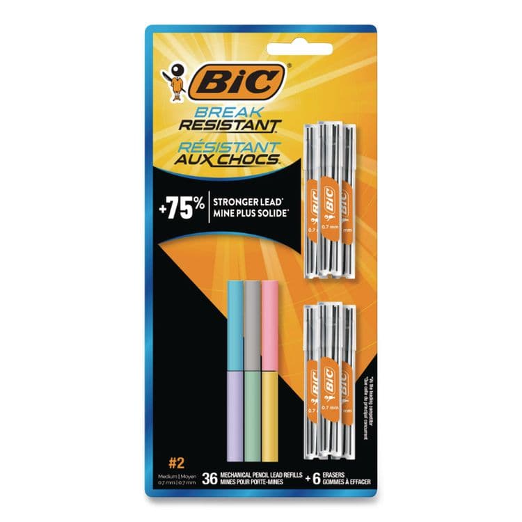 BIC CORP. Break Resistant Lead Refills, 0.7 mm, HB, Black, 6 Leads/Tube, 6 Tubes/Pack (BICLMV7PR42AST) thumbnail 4