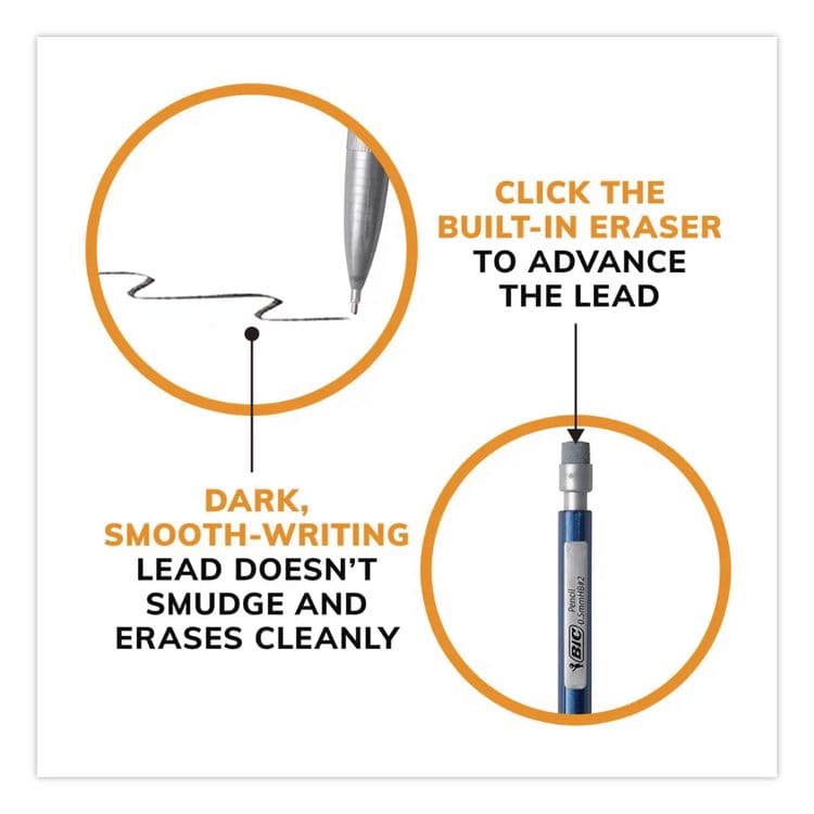 BIC CORP. Xtra-Comfort Mechanical Pencil, 0.5 mm, HB (#2), Black Lead, Randomly Assorted Barrel Colors, 6/Pack (BICMPFGP61) thumbnail 3