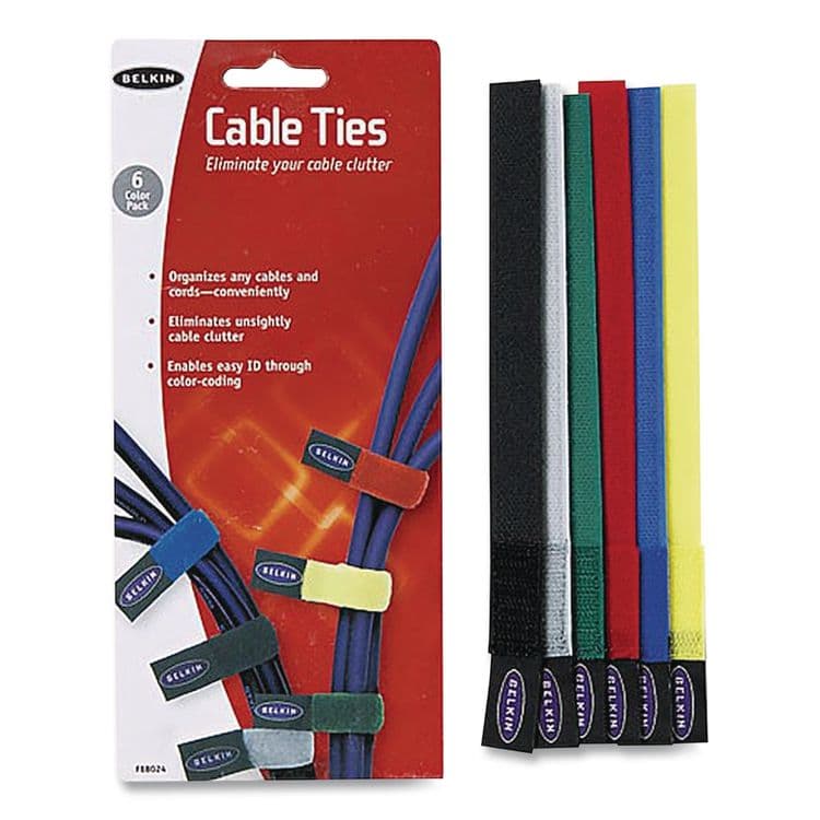 BELKIN COMPONENTS Multicolored Cable Ties, 6/Pack (BLKF8B024)