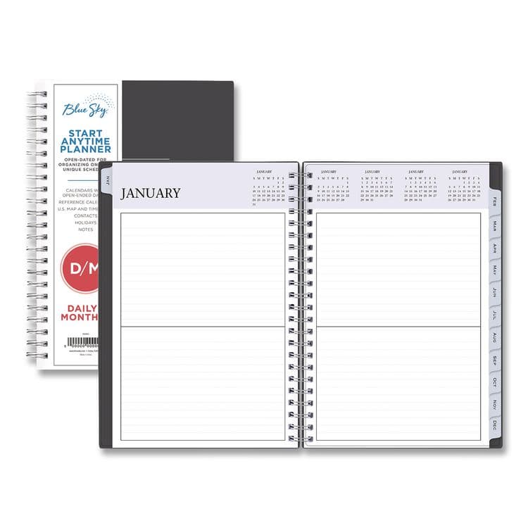 BLUE SKY Passages Non-Dated Perpetual Daily Planner, 8.5 x 5.5, Black Cover, 60-Month (Jan to Dec): 2021 to 2025 (BLS113565)