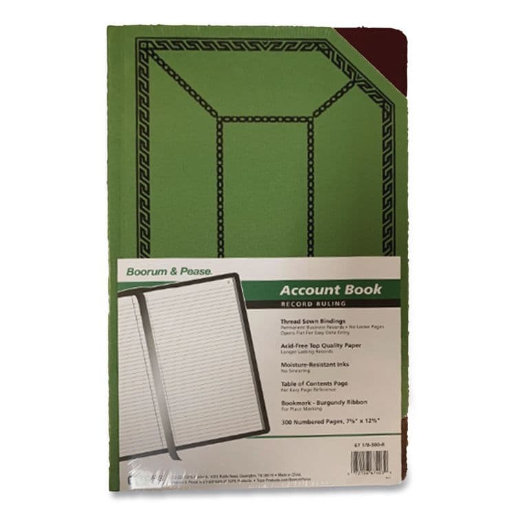 ESSELTE PENDAFLEX CORP. Account Record Book, Record-Style Rule, Green/Black/Red Cover, 12.13 x 7.44 Sheets, 300 Sheets/Book (BOR6718300R) thumbnail 4