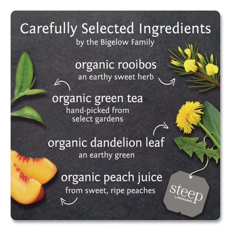BIGELOW TEA CO. steep Tea, Dandelion and Peach, 1.18 oz Tea Bag, 20/Box (BTC17715) thumbnail 3