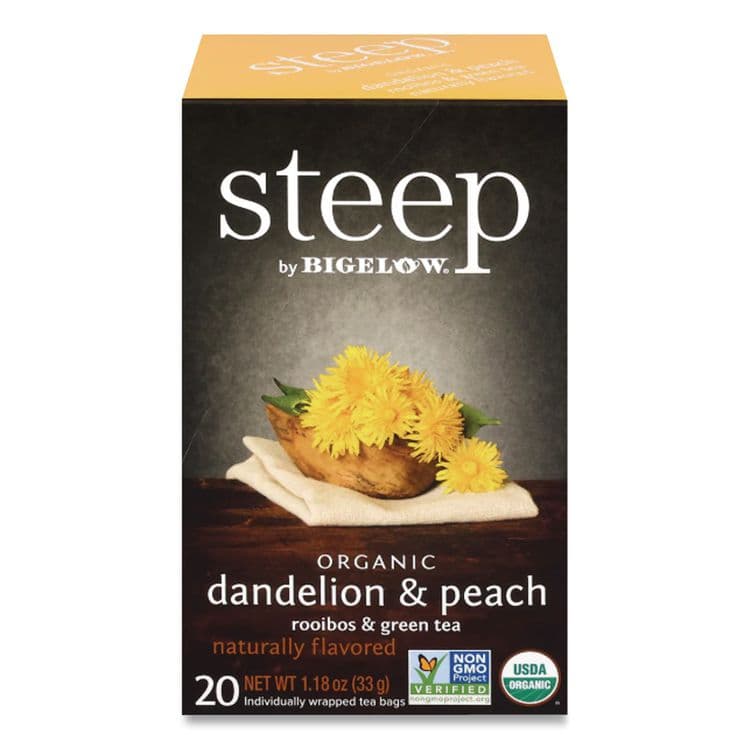 BIGELOW TEA CO. steep Tea, Dandelion and Peach, 1.18 oz Tea Bag, 20/Box (BTC17715)