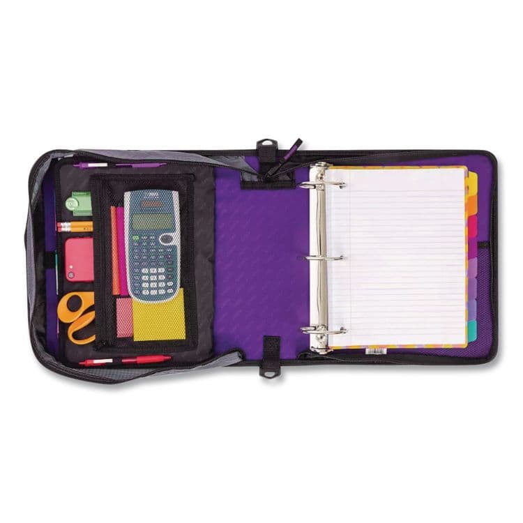 CASE IT Large Capacity Zipper Binder, 3 Rings, 3" Capacity, 11 x 8.5, Purple (CAED145PP) thumbnail 3