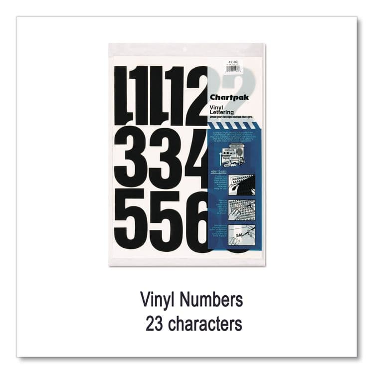 CHARTPAK/PICKETT Press-On Vinyl Self-Adhesive Numbers, 4" Tall, Black Characters, 23/Pack (CHA01193) thumbnail 4