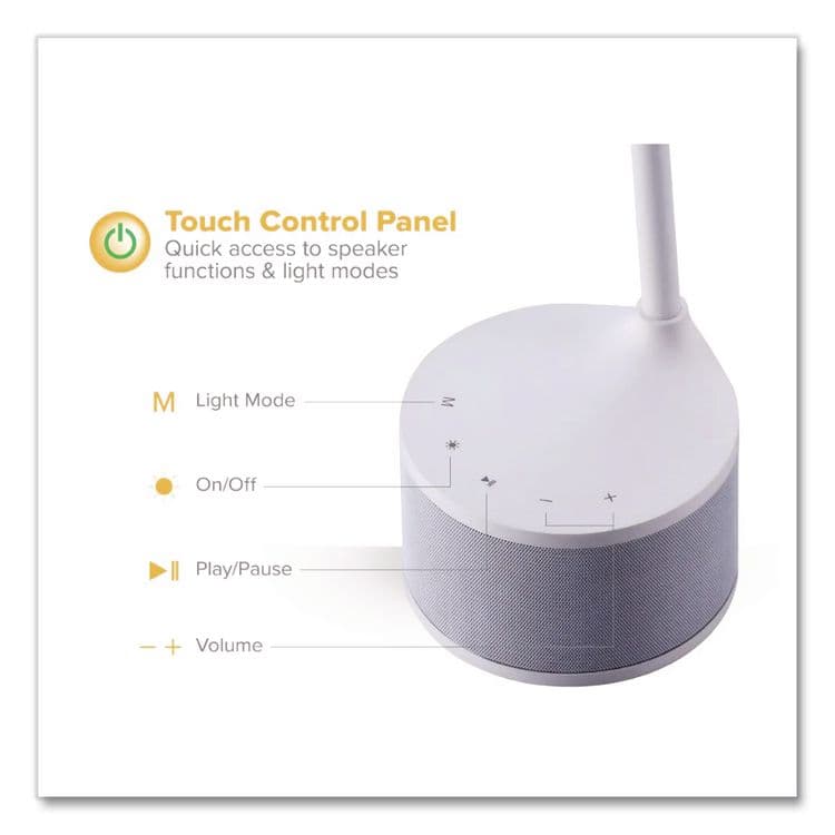 STANLEY BOSTITCH LED Bluetooth Speaker Lamp with USB, 2 Prong, 4.33w x 14.57h, White (BOSVLED1817) thumbnail 4