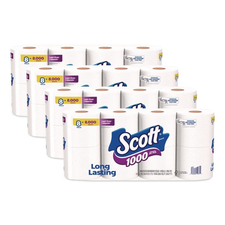 KIMBERLY CLARK 1000 Bathroom Tissue, Septic Safe, 1-Ply, White, 1,000 Sheets/Roll, 32 Rolls/Carton (KCM49209)