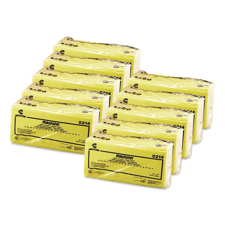 CHICOPEE, Masslinn Dust Cloths, 1-Ply, 24 x 40, Unscented, Yellow, 25/Bag, 10 Bags/Carton (CHI0214)