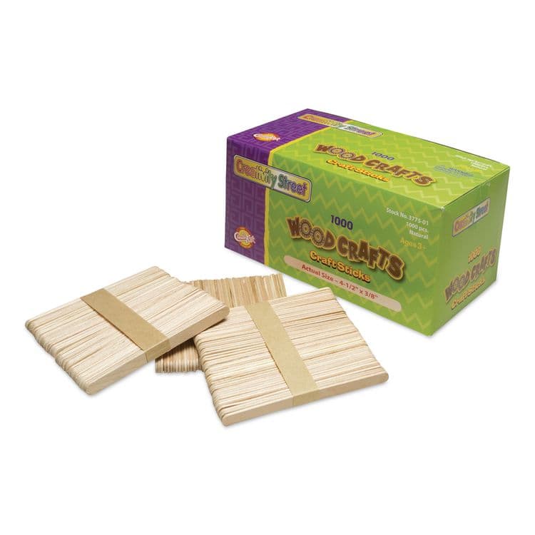 PACON CORPORATION Natural Wood Craft Sticks, 4.5 x 0.38, 1,000/Box (CKC377501) thumbnail 2