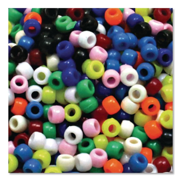 PACON CORPORATION Pony Beads, Plastic, 0.24" x 0.35", Assorted Primary Colors, 1,000/Pack (CKC3552) thumbnail 4