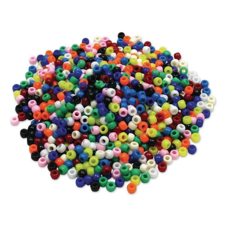 PACON CORPORATION Pony Beads, Plastic, 0.24" x 0.35", Assorted Primary Colors, 1,000/Pack (CKC3552) thumbnail 2