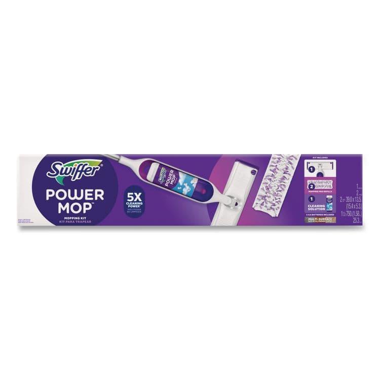 PROCTER & GAMBLE PowerMop Starter Kit, 15.4 x 5.3 White/Purple Cloth Head, 26" Silver Aluminum Handle (PGC07242) thumbnail 2
