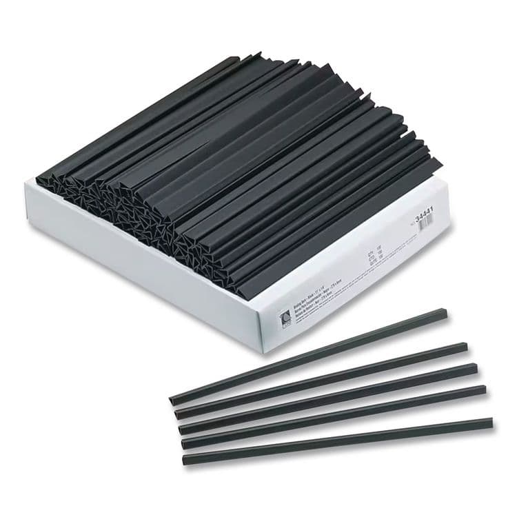 C-LINE PRODUCTS, Slide 'N Grip Binding Bars, 40-Sheet Capacity, 11" x 0.25", Black, 100/Box (CLI34441)