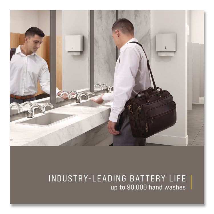 RUBBERMAID COMMERCIAL PROD. One Shot Soap Dispenser - Touch Free, Foam, 800 mL/1,600 mL, 11 x 14 x 3.5, Chrome (RCP1938171) thumbnail 3