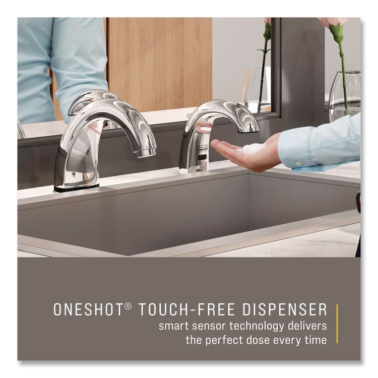 RUBBERMAID COMMERCIAL PROD. One Shot Soap Dispenser - Touch Free, Foam, 800 mL/1,600 mL, 11 x 14 x 3.5, Chrome, 4/Carton (RCP1938171CT) thumbnail 3